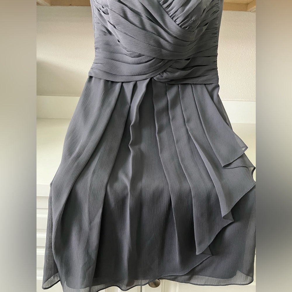Homecoming Dress Strapless Mesh Dress with Sweetheart Neck - Size 2 Pewter